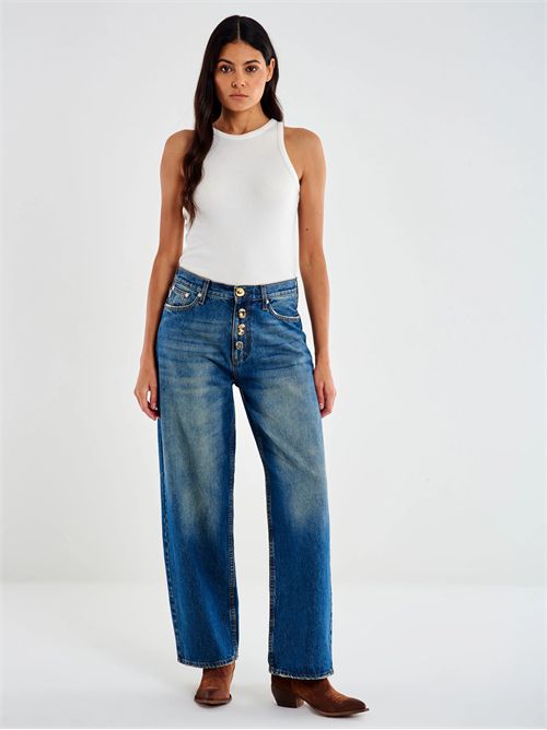 Jeans Xenobia con Bottoni Gioiello VICOLO | DF5050/DENIM